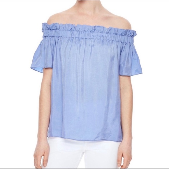 Sandro Paris Blue Off the Shoulder Top Size L NWT - Picture 2 of 12